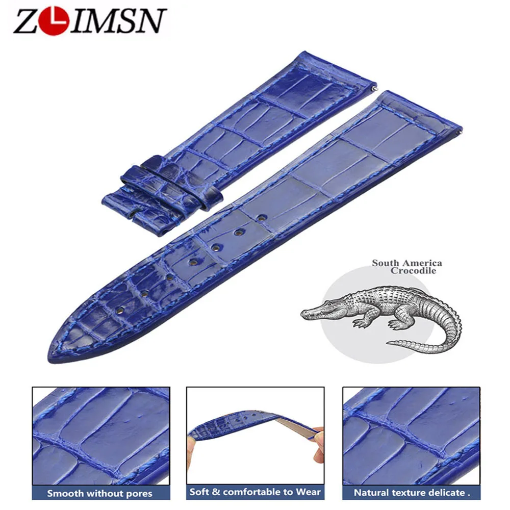 Ремешок ZLIMSN из зеленой крокодиловой кожи с пряжкой бабочкой модный качественный