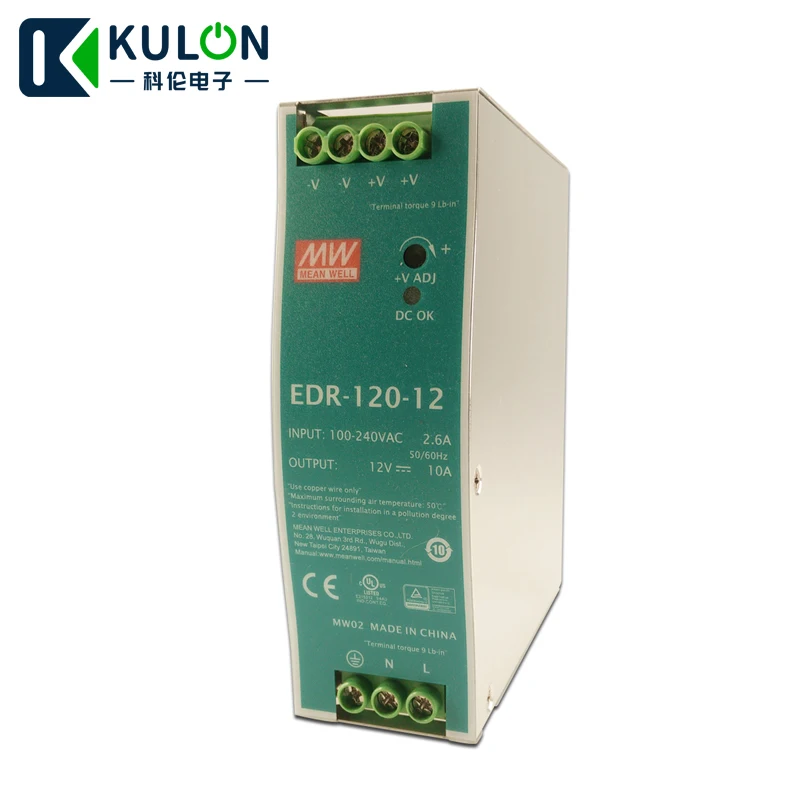 Meanwell Однофазный AC/DC 120W 12V 10A натуральная EDR-120-12 промышленные на din-рейку Питание