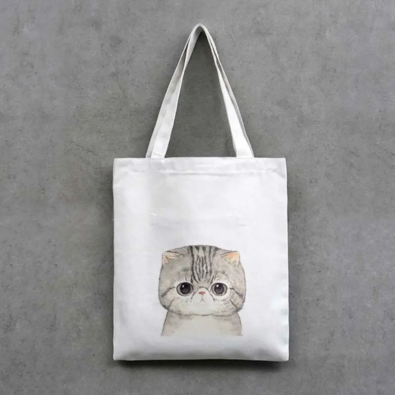 

THINKTHENDO 2019 Canvas Favorable Women Cute Cat Printed Canvas Shoulder Bag Handbag Tote Shopping Bags