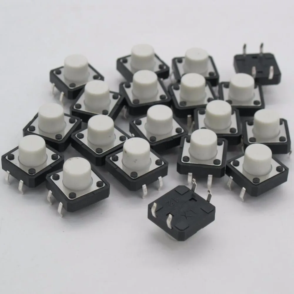 80 шт. 12x12mmx7mm печатной платы Мгновенный Тактильные Такт кнопочный переключатель 4 Булавки DIP 12*12*7 мм