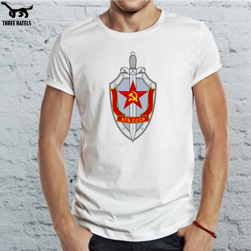 Three Ratels FUT137 эмблема кгб ссср щит и мч фотболка мужская мужские футболки майка