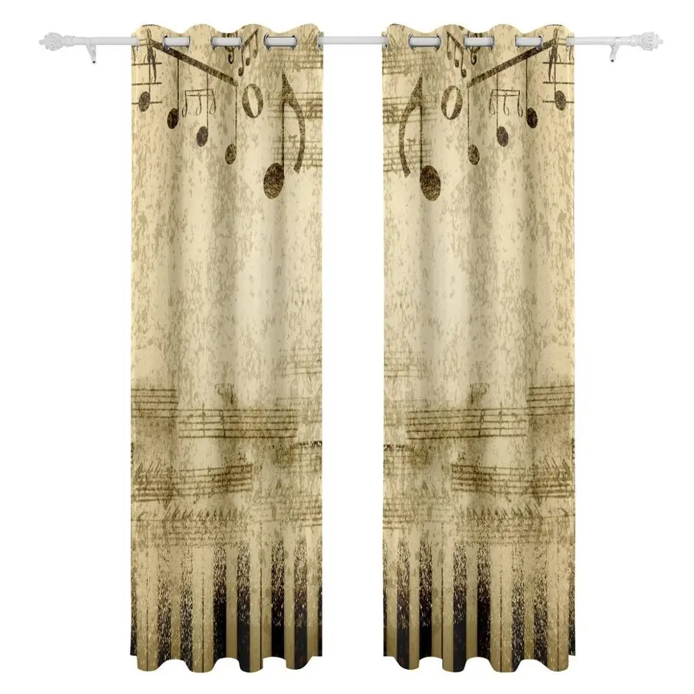 Затемняющие шторы винтажные музыкальные занавески затемняющие панели люверсы