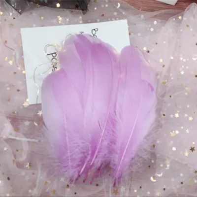 light purple Натуральный мятный зеленый Гусь Nagoire перья для рукоделия 5-7 дюймов/13-18 см аксессуары для ювелирных изделий Свадебные украшения - Цвет: light purple