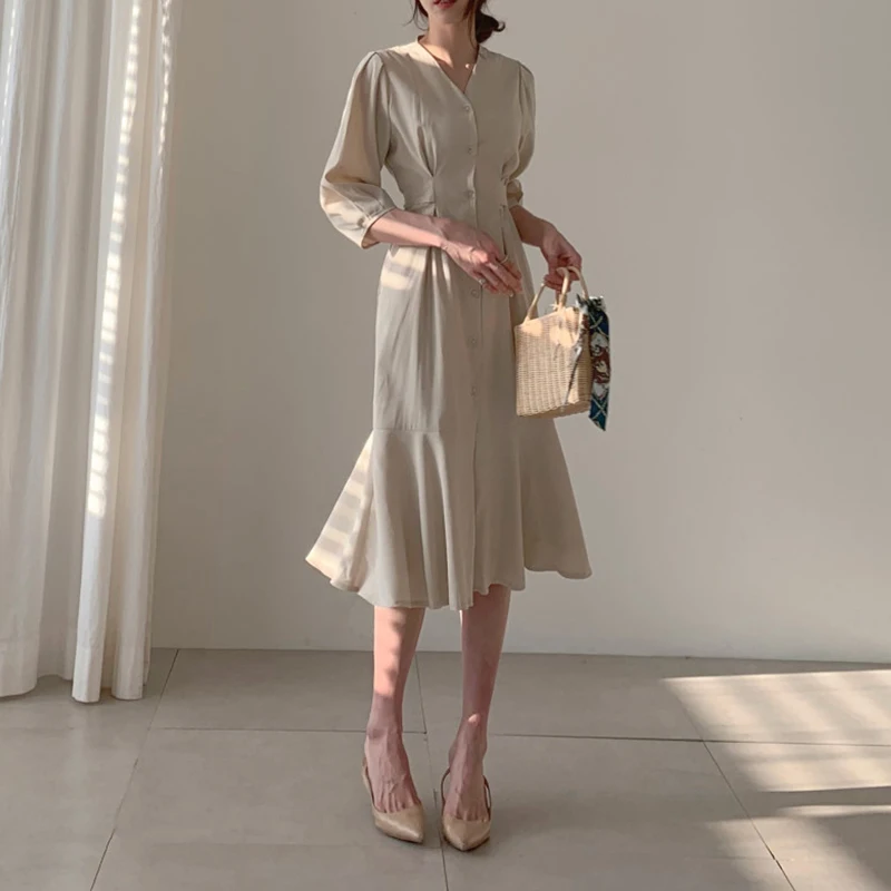 

Bandage Dress Women 2019 Spring Summer Vestidos Elegant Office Lady Party Korean Style Slim Waist Dress