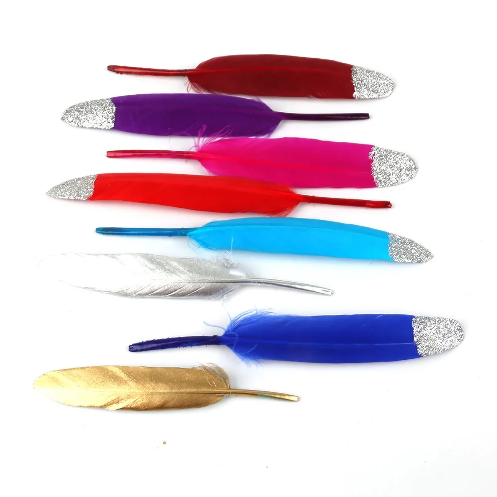 Серебристые цветные окрашенные 10/30 шт. DIY гусиные перья для домашнего декора