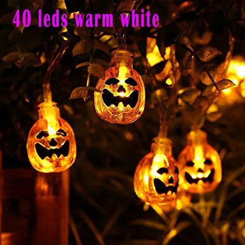6m 40 leds 20 светодиодов 40 светодиодов вручение Хэллоуин Тыква струнный светильник s Хэллоуин украшение открытый Тыква светодиодный светильник Призрак для DIY дома на открытом воздухе - Испускаемый цвет: 6m 40 leds