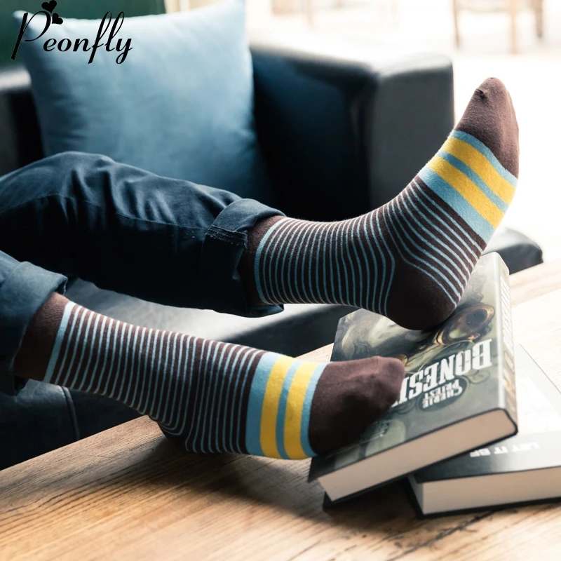 Мужские цветные полосатые носки новейший дизайн популярные мужские модные