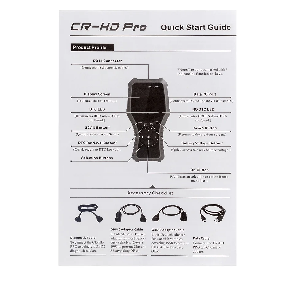 Стартовый автомобильный и грузовик obd2 сканер кодов CR-HD Pro Поддержка 12 В/24 В автомобильный пожизненный бесплатный обновление многоязычный диагностический инструмент