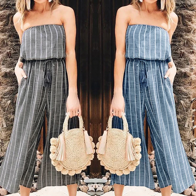 Модные женские туфли Штаны с высокой посадкой Лето 2018 Элегантный Комбинезоны