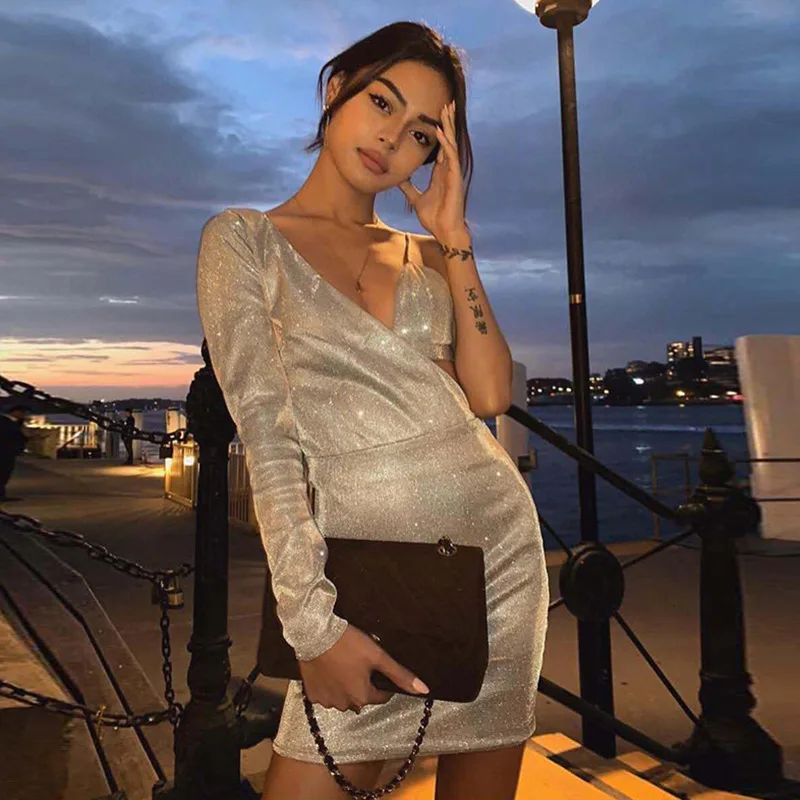 2 слоя женское блестящее платье два предмета лето одно плечо грудь открытые