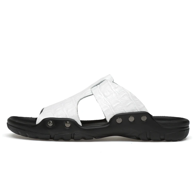 Летняя обувь Мужские тапочки большой Size38-50 кожаные сандалии модные мужские сандалии Повседневная кожаная обувь сандалии, шлепанцы