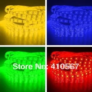

Free shipping White/Warm/blue/red/yellow/green 12v flexible SMD 5050 led strip light 300led/5m 60led/m Non waterproof