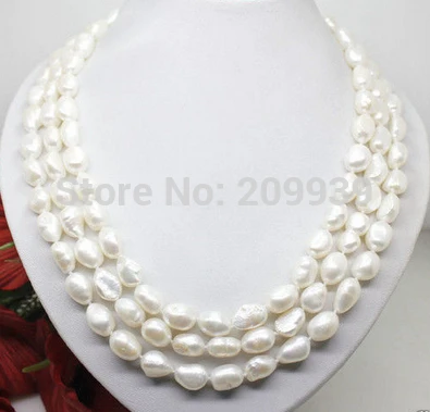wan 00947 natural 7-8mm white pearl long necklace big baroque beads 100 inches | Украшения и аксессуары