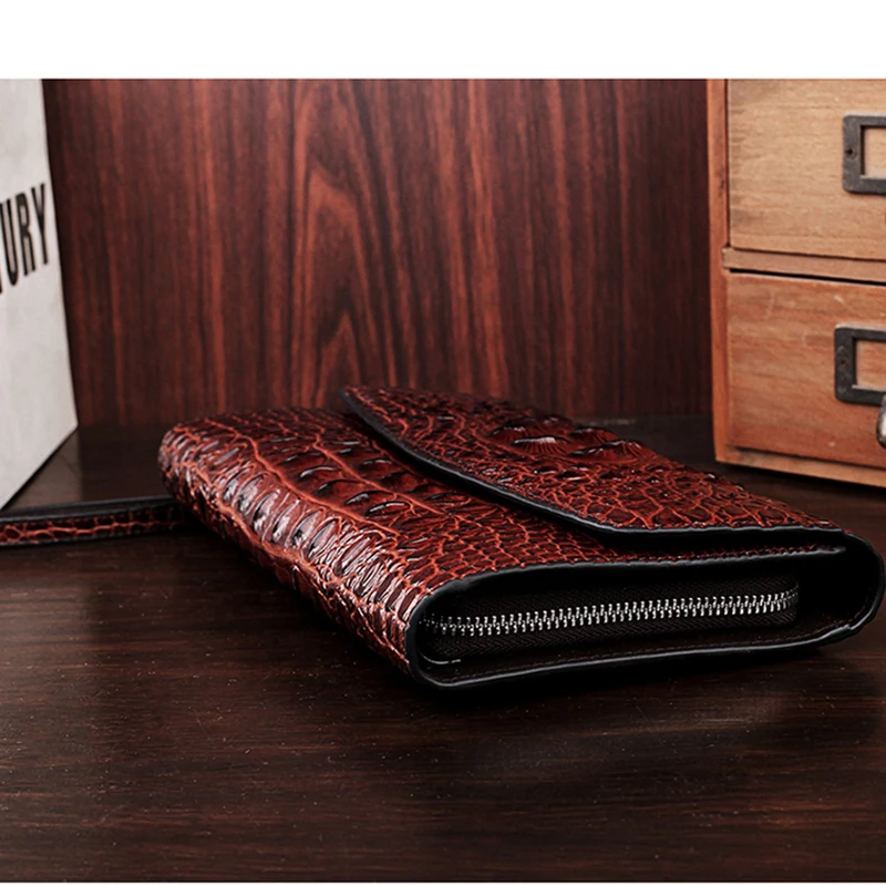 Мужской кошелек из натуральной крокодиловой кожи Модный деловой кошелек-клатч