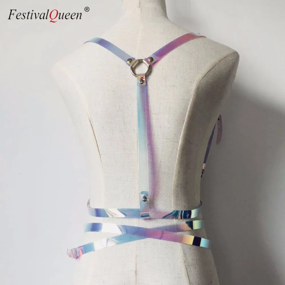 Festivalqueen Соблазнительные хендмейд прозрачные блестки для ногтей портупея с чокером крест Ремни шипы цепочка Бусы из Клубные вечерние женские поясной ремень