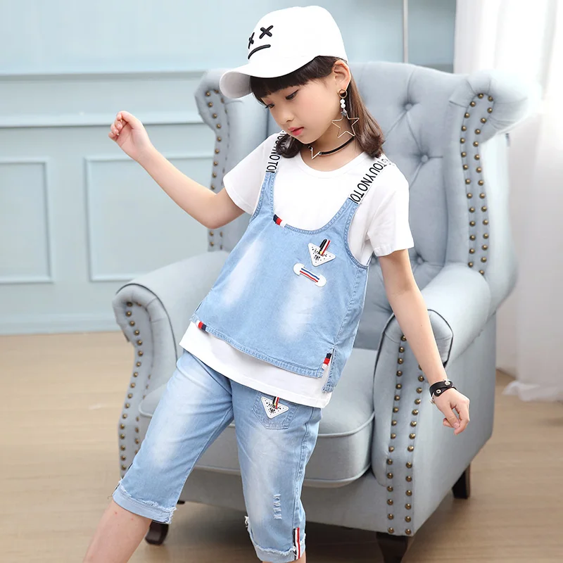 2019 новые летние повседневные джинсовые комплекты пальто + рубашка джинсы