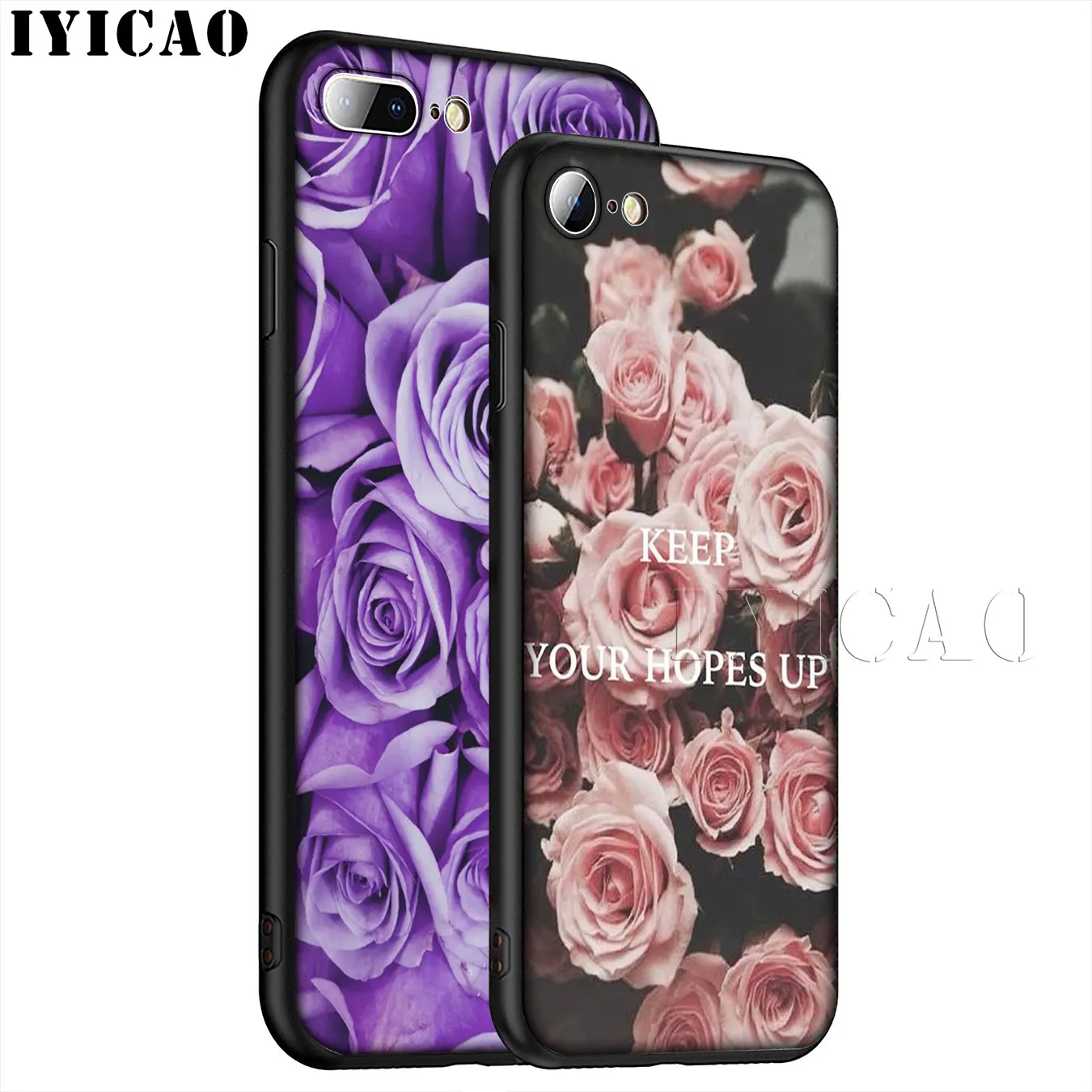 IYICAO Rose flower Soft Silicone Phone Case for iPhone XR X XS 11 Pro Max 6 6S 7 8 Plus 5 5S SE 10 TPU Black Cover |