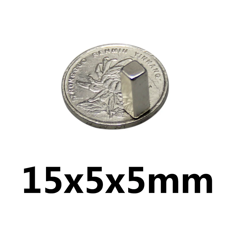 10 шт. Высокое качество 15x5x5 мм супер сильный Нео неодимовый магнит 15x5x5, неодимовый магнит 15*5*5 мм, 15 мм x 5 мм x 5 мм Магниты