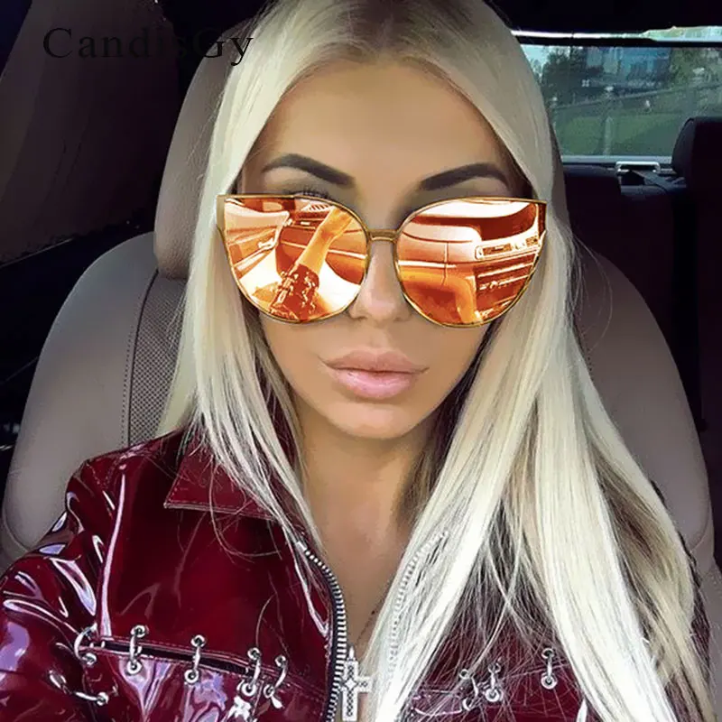 Модные крутые солнцезащитные очки в стиле хип хоп Большие зеркальные розовые