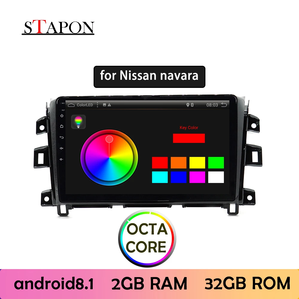 STAPON 10 дюймов для Nissan navara 2011-18 Android 8 1 2GBRAM Восьмиядерный автомобильный DVD MP5