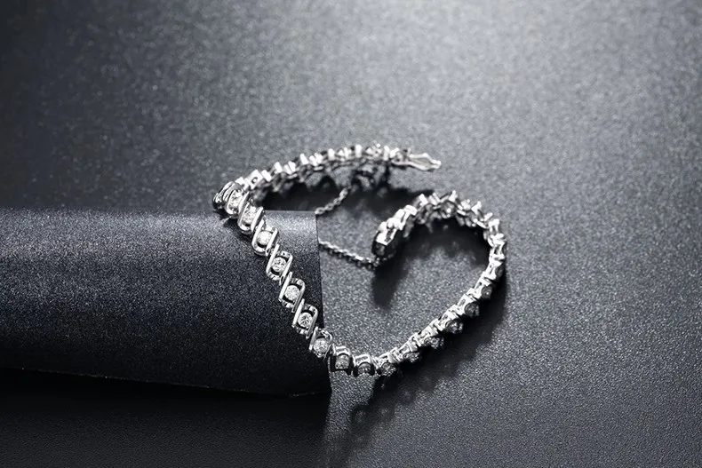 Реальный ZOCAI натуральный 1,5 CT Алмазный Сертифицированный I-J/SI в 18 K белого золота(AU750) браслет S00656