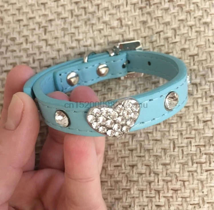 100 шт. Bling Украшенные стразами кожаные ошейники для собак Pet Регулируемый воротник
