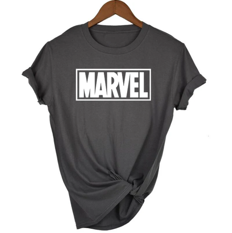 Женская футболка с короткими рукавами принтом MARVEL летняя повседневная надписью