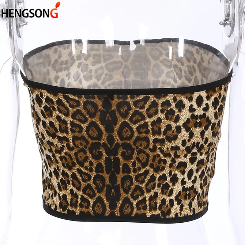 Женский топ бандо без бретелек с леопардовым принтом|Топы бретелек| |