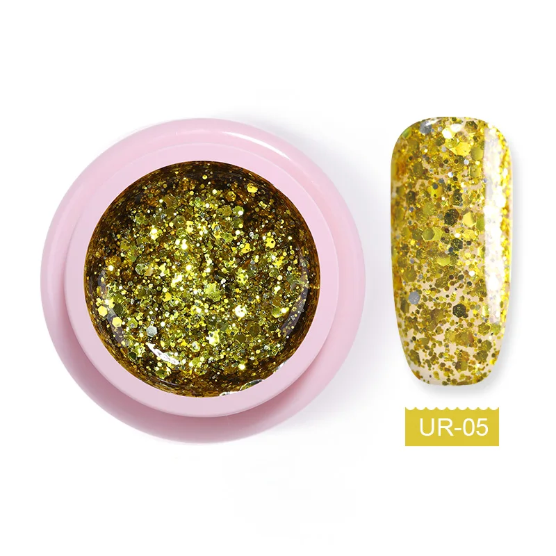 Ur Sugar 7,5 мл замочить от УФ красочных серий Блеск Гель голографический лак розовый золотистый лак Гель-лак для ногтей - Цвет: 5ml 5