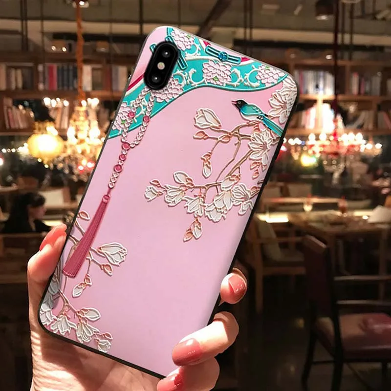 JIBAN китайский Стиль Королевский наряд чехол для Iphone XS MAX XR X 6 6s plus 7 Plus 8 тиснением
