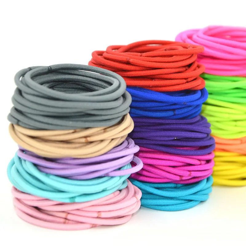100 шт./лот 4 мм толщина разноцветные эластичные резинки для волос Женские