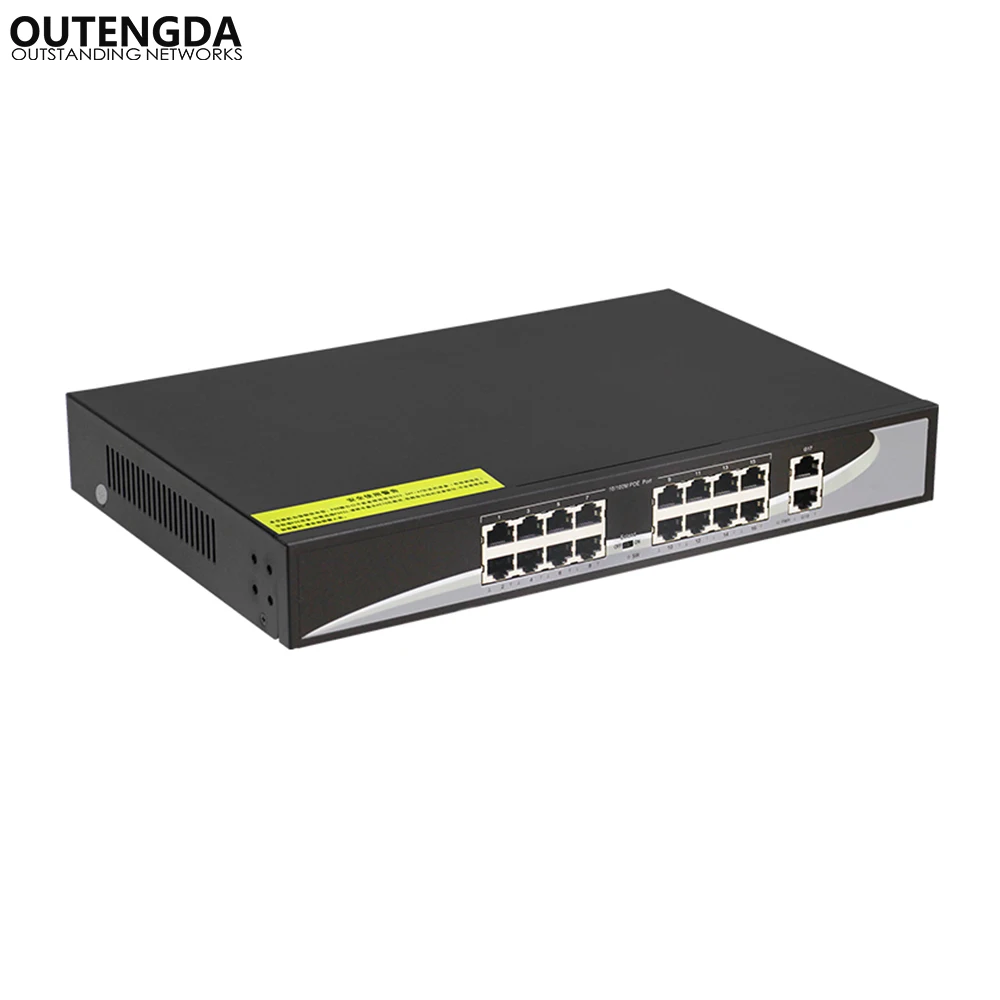16 портовый Пассивный POE коммутатор с 24 в 2 порта Гигабитного Uplink питание от сети