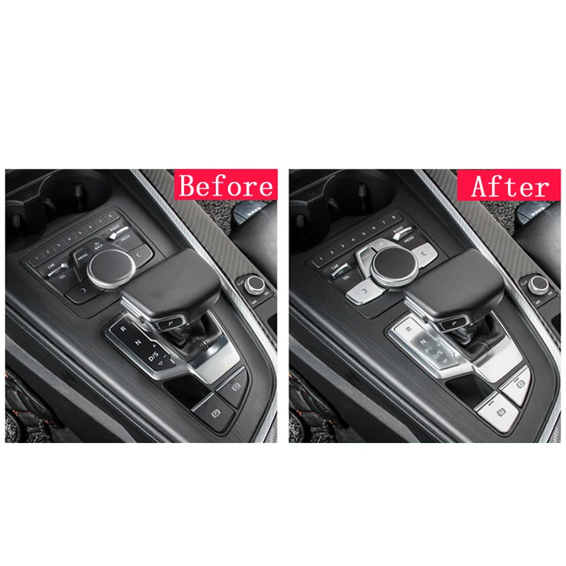 

For Audi A5 A4 B9 2017 2018 Abs Chrome Gear Shift Panel Cover Decoration Trim Interior Auto Accessories
