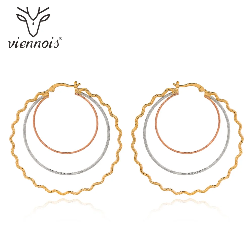 Viennois, большой скрученный круг, розовое золото, Разноцветные серьги-кольца для женщин, модные круглые серьги, ювелирное изделие