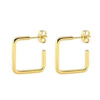 titanium 316l stainless steel stud earrings square shape 15mm gold color vacuum plating no fade allergy free