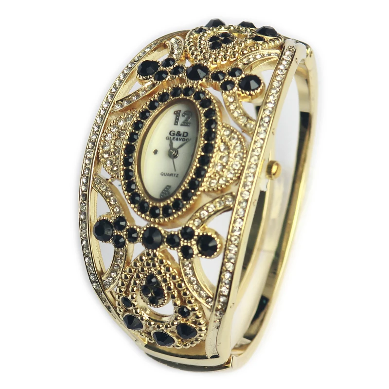 G & D новые роскошные Брендовые женские часы кварцевые наручные с золотым