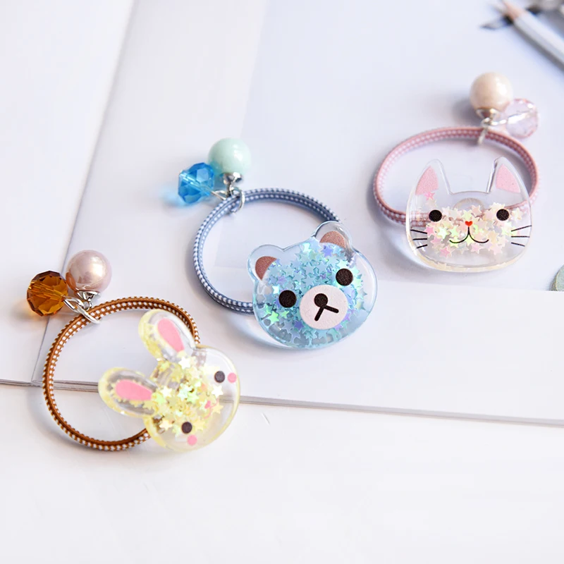 Детские эластичные резинки для волос с кристаллами Kitty/Bear/Rabbit украшенные