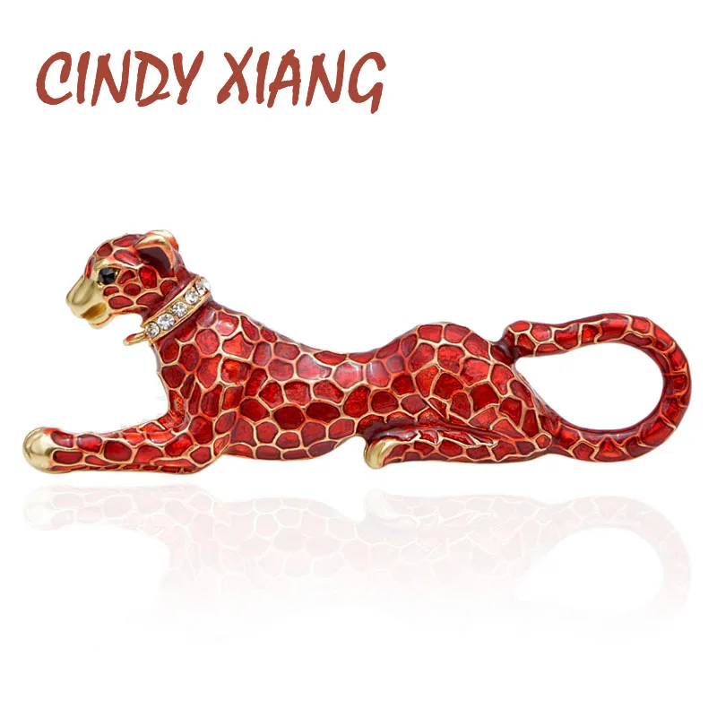 Женские броши CINDY XIANG с красной эмалью и леопардовым принтом модные роскошные