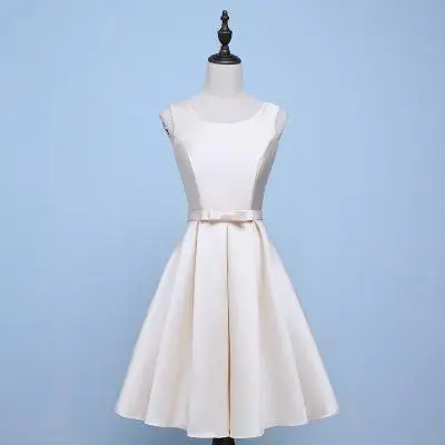 Новые женские короткие сексуальные Qipao Шампанское свадебное платье подружки невесты атласные шарфы элегантные китайские Cheongsam Размер s-xxl - Цвет: Champagne A