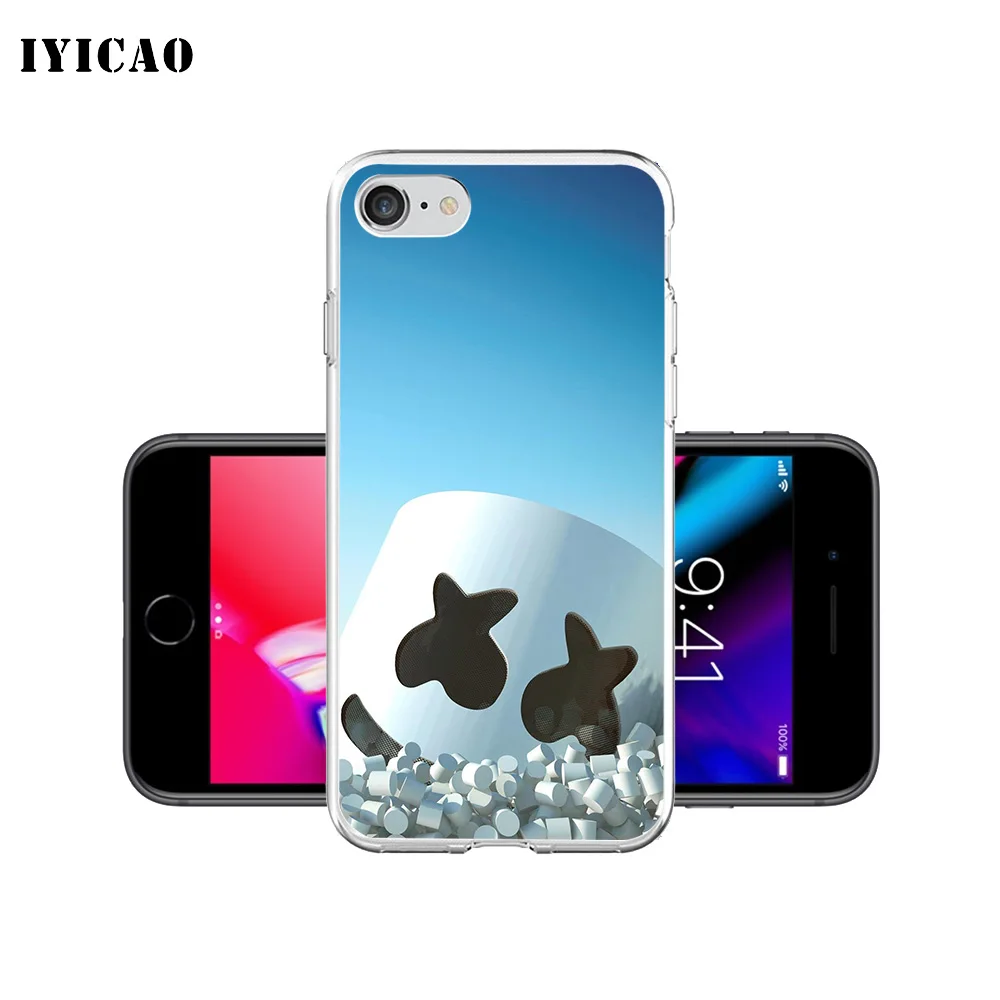 Чехол для телефона IYICAO Marshmello DJ мягкий силиконовый чехол из ТПУ iPhone X XR XS MAX 6 6s 7 8 Plus 5