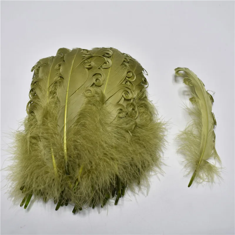 Army Green Верхнее естественное окрашивание вьющихся гусиных перьев 20 шт/lot13-18cm/5-7 дюймов DIY Перья для поделок костюмы на Хэллоуин/шляпа декоративные Шлейфы - Цвет: Army Green