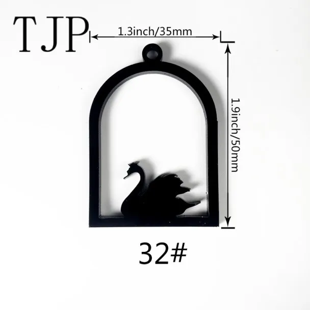 TJP 3 шт./партия, Сова, кролик, улитка, замок, ангел, акриловая рамка, подвеска, Золотой шарм, установка кабошона, установка, УФ смола, Шарм - Цвет: 32