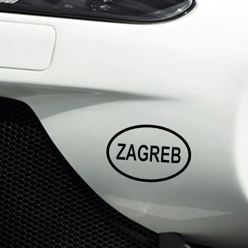 

YJZT 14.4CM*9.7CM ZAGREB CITY COUNTRY CODE OVAL VINYL DECAL CAR STICKER Black Silver C10-01289