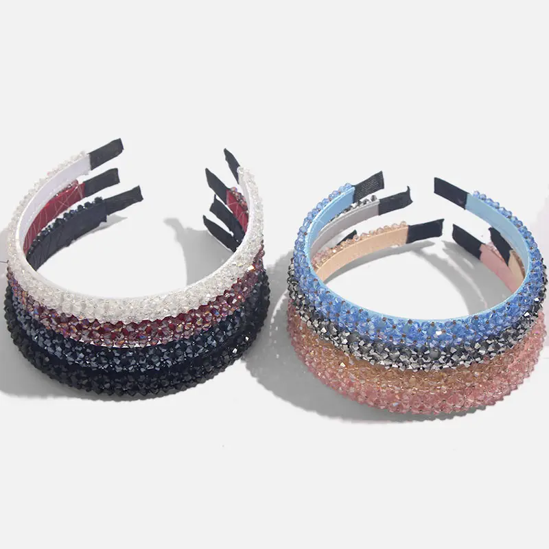 Flatfoosie Crystal Beaded Hair Band Fashion Headwear Girl Women Handmade Hair Accessories Headwear Party Wedding Headbands