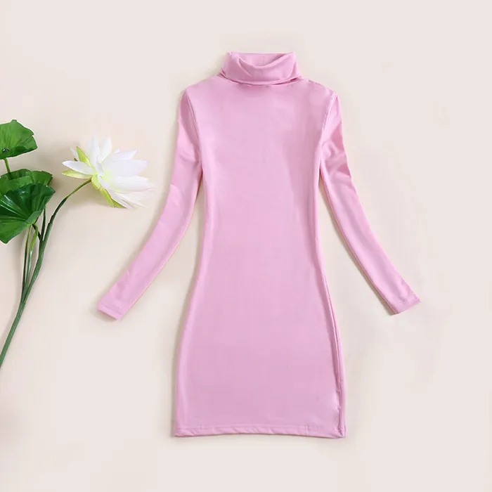 Розовый Новая зимняя футболка женская с длинным рукавом Топы Модные Camisetas эластичные Poleras Mujer водолазка футболки длинные базовые футболки туники - Цвет: Розовый