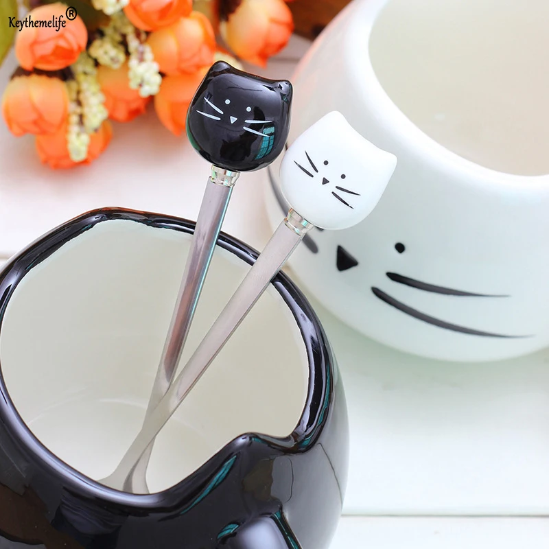 1 шт. ложка мультфильм Керамика ручка мороженое чайные ложки кофейные ложечки