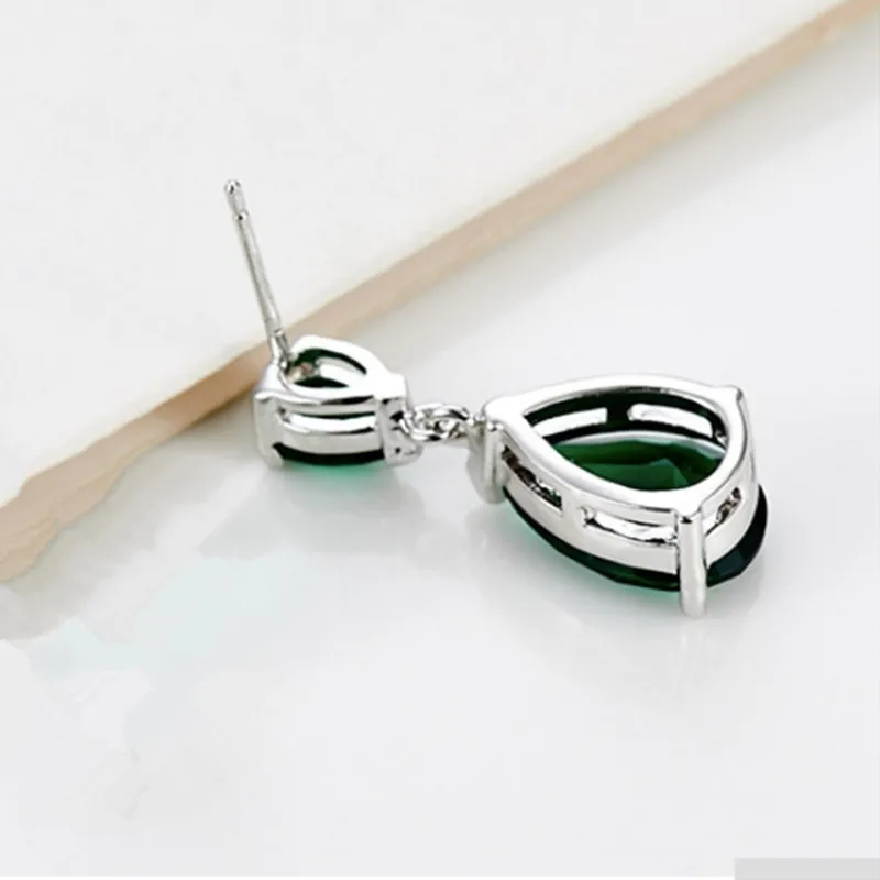 Milatu Зеленый циркония Висячие серьги для Для женщин Анджелина Джоли капли воды в