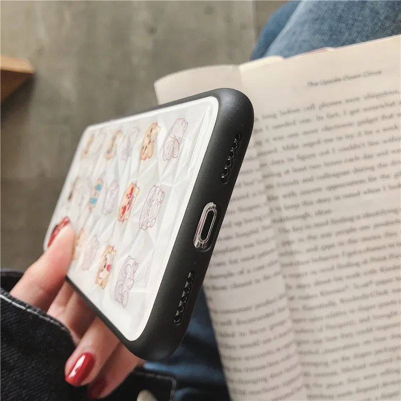 cute cartoon simple animal head portrait white soft shell rhombus phone Case For Apple iphone 6 6s 7 8 Plus X XS XR MAX case |