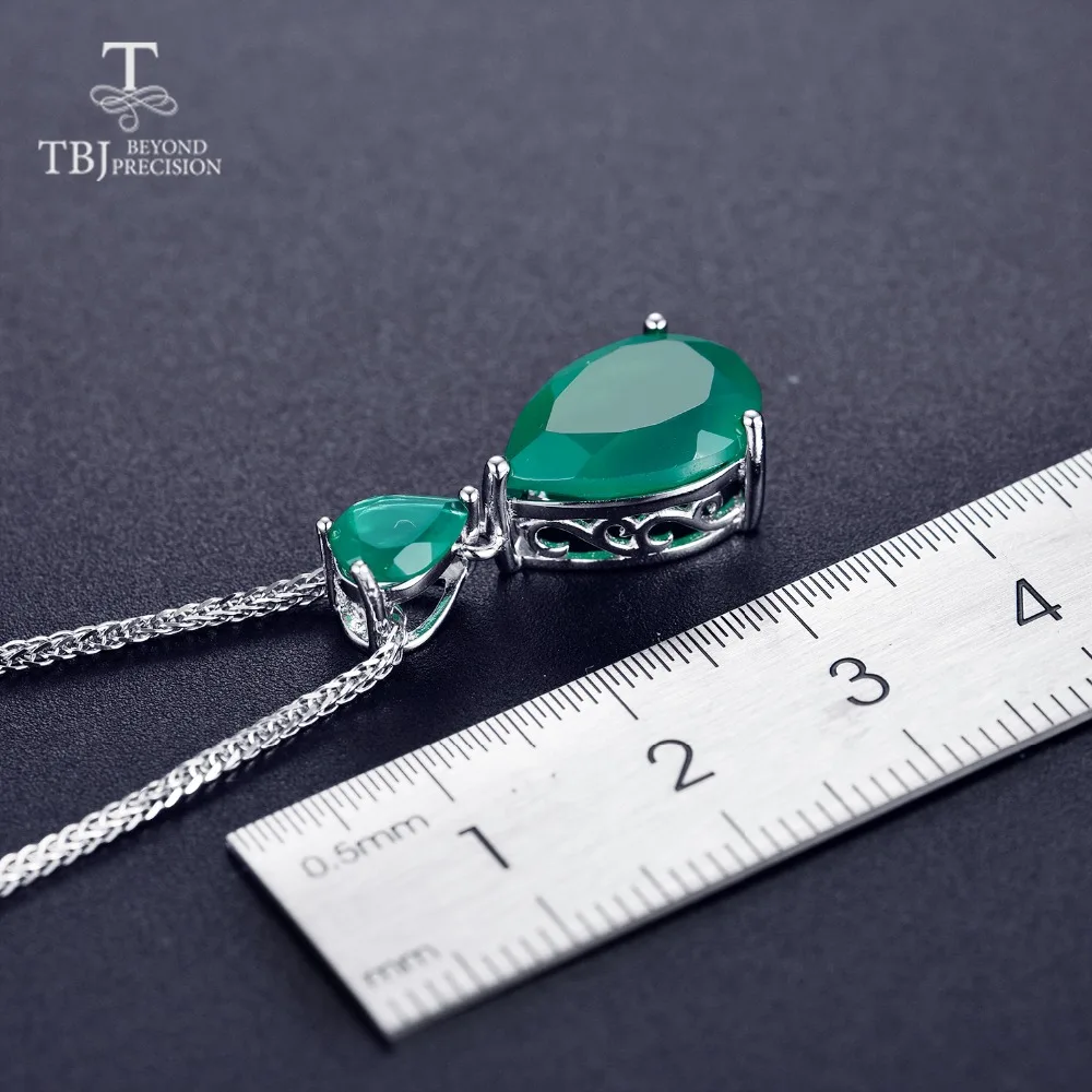TBJ новый элегантный кулон с натуральным зеленым агатом драгоценный камень из
