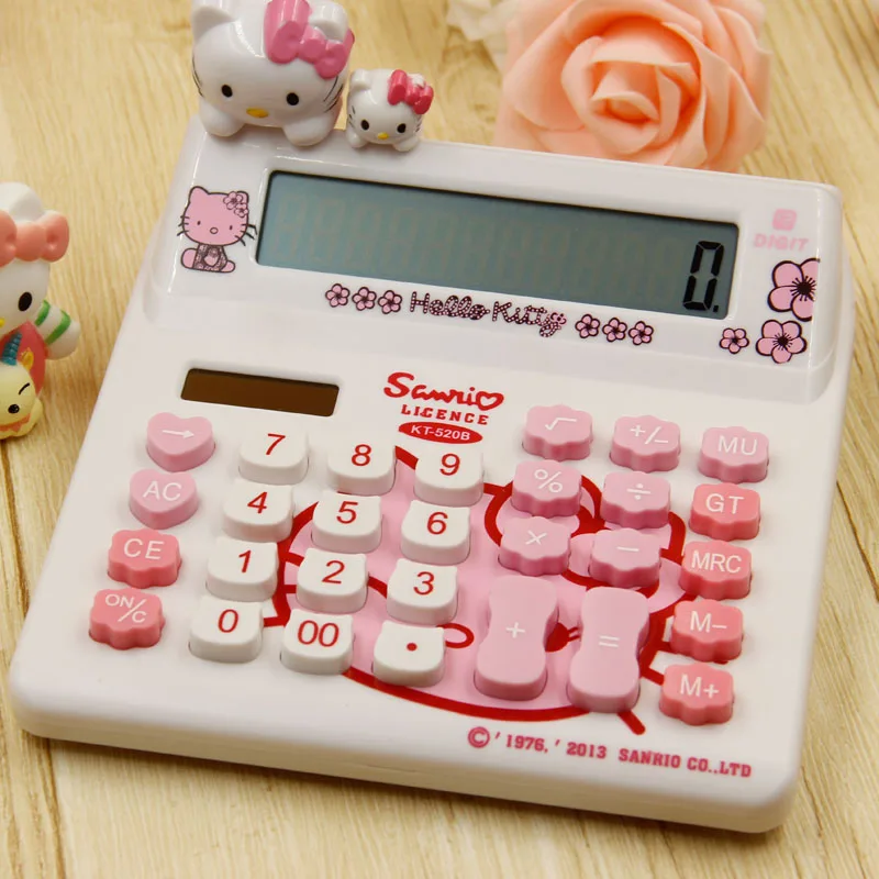 Hello kitty мультфильм солнечный калькулятор розовая KT Кот кукла милый
